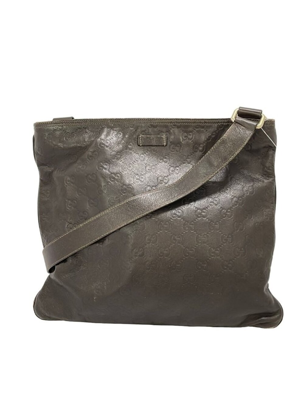 Gucci Shoulder Bag Guccissima Line Dark Brown Leather